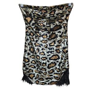 Revolve H:ours Sequin Leopard Print Strapless Dress